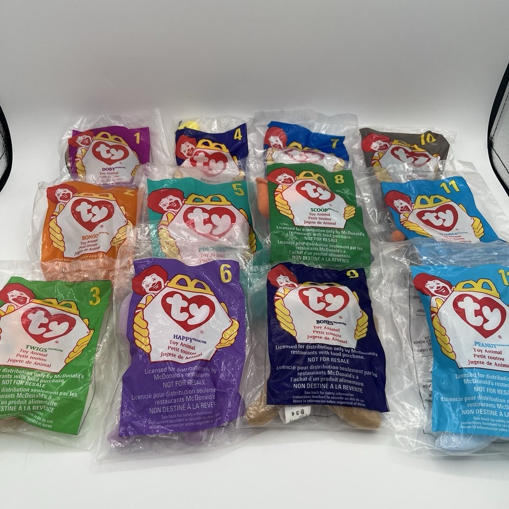 1998 TY Teenie Beanie Babies McDonalds Happy Meal Toys Lot of 12 Complete Set